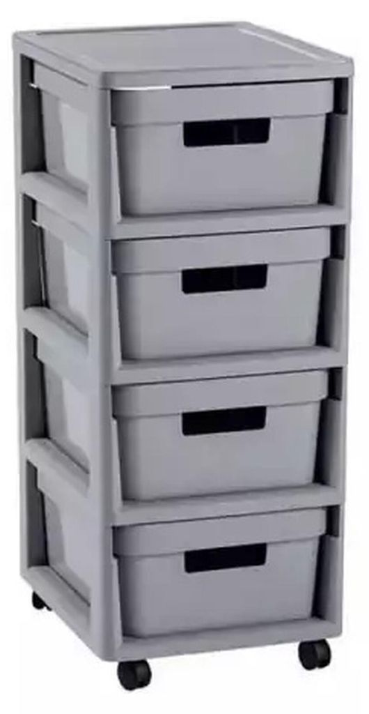 Rollregal CURVER Infinity 4 x 11L hellgrau auf Rollen