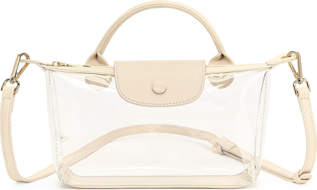 INF Transparente PVC Handtasche: Schultertasche, Umhängetasche, 29x14x7cm Weiß