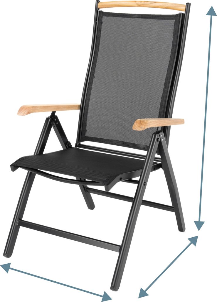 ib style® DIPLOMAT 2er SET Hochlehner Klappstuhl mit TEAK Produktbild 3
