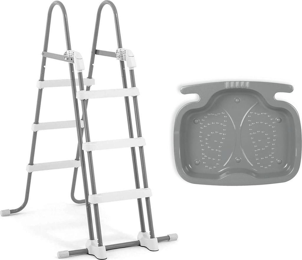 INTEX 28075 - Sicherheitsleiter (91cm - 107cm) + INTEX 29080 Fußbad