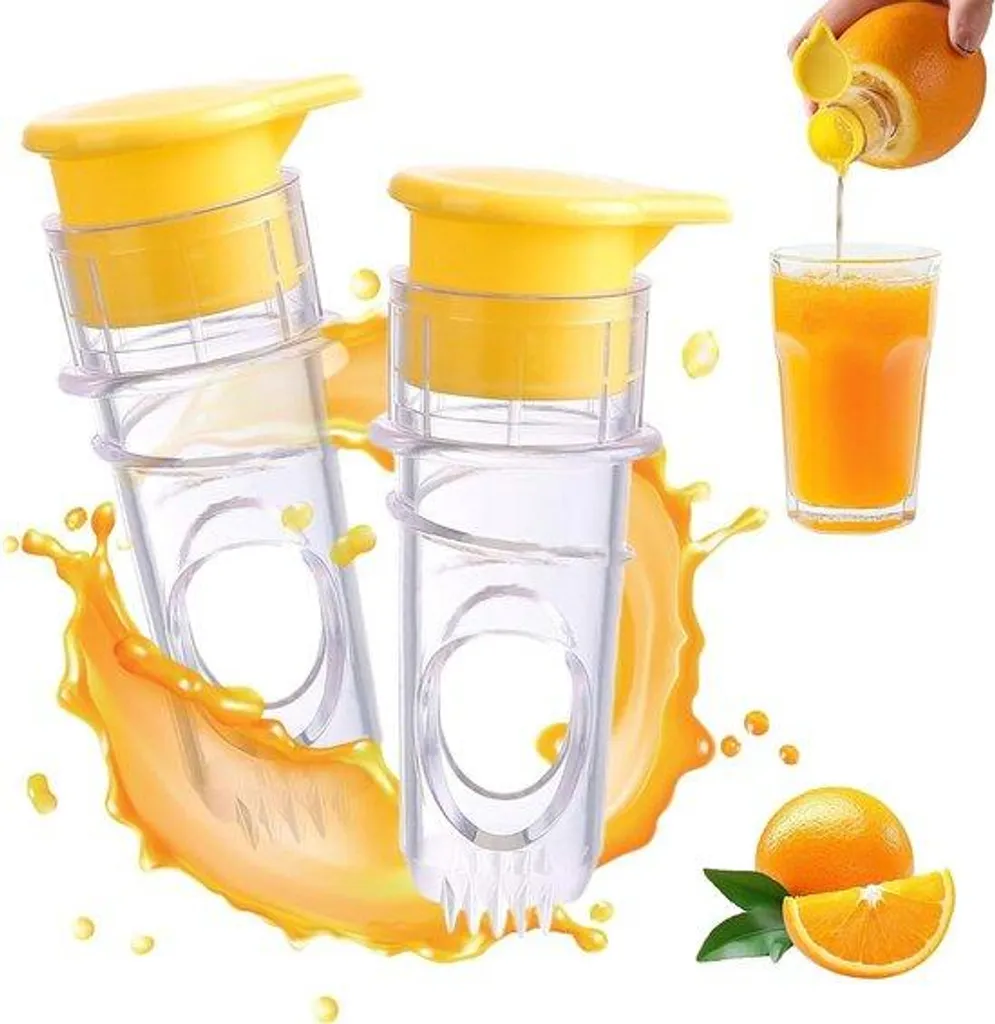 Presse-agrume manuel ergonomique jaune, duo robuste et compact