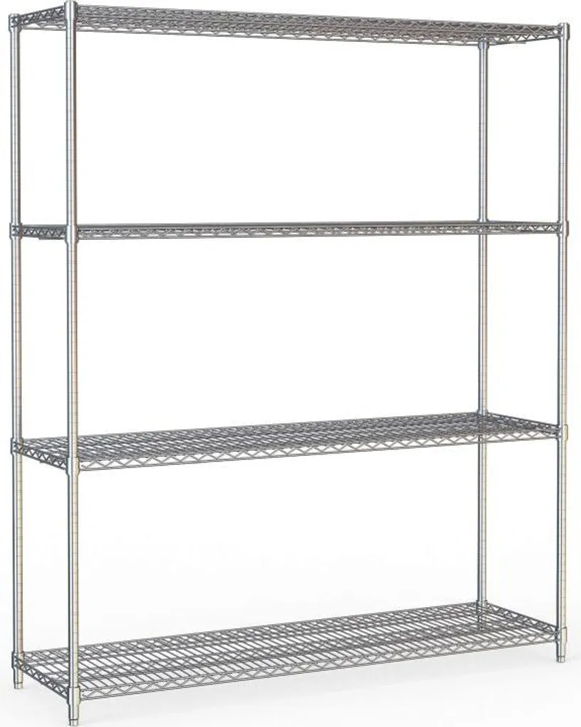 Rayonnage chromé à 4 niveaux Combisteel 150 x 450 mm pour stockage