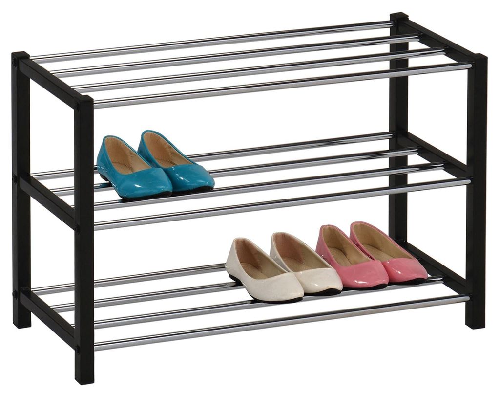 Schuhregal DUBLIN mit 3 Ablagen in schwarz. Robuste Produktbild 