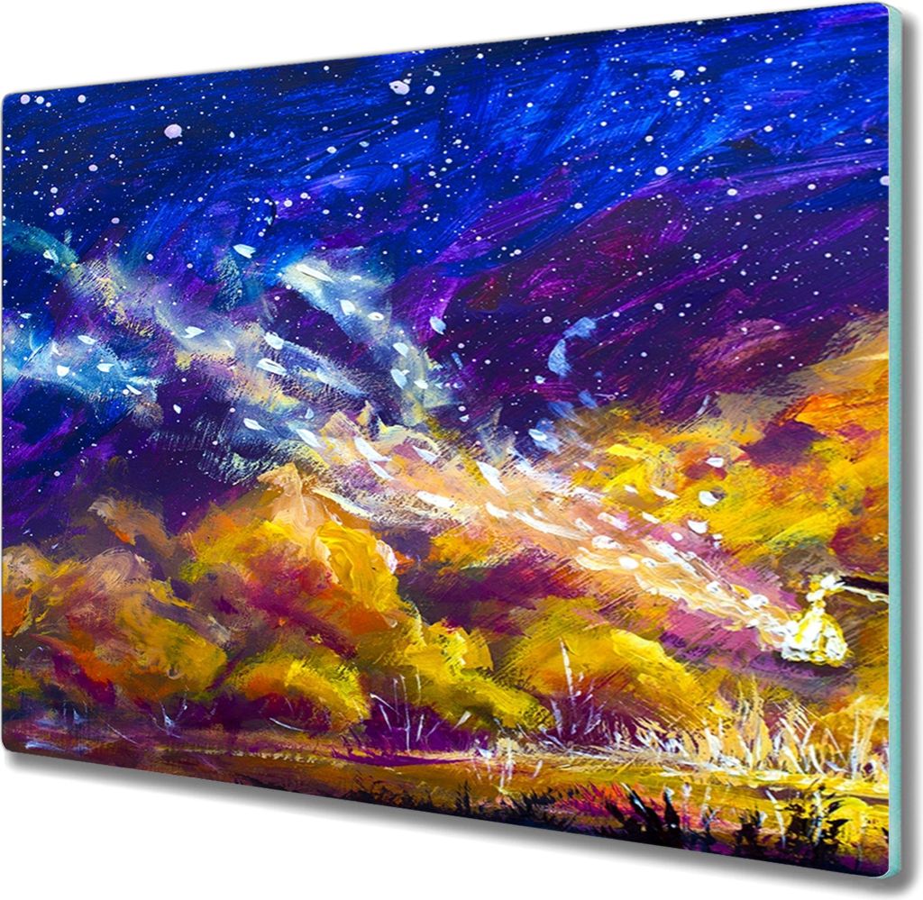 Coloray Herdabdeckplatte 60x52 cm Schneidebrett Kochplattenabdeckung Küchenbrett Hackbrett - Ein Junge mit einer Laterne Nacht