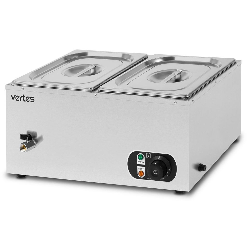VERTES Speisenwärmer Buffetwärmer Wärmebehälter Für Speisen Elektrisch 1500W aus Edelstahl (Inkl 2X 1/2 GN Behälter mit Deckel für 2X 10L)