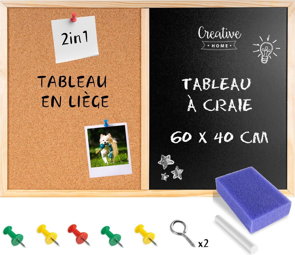 Creative Home 60x40 cm Tableau Liege Mural et Tableau Craie Image du produit 