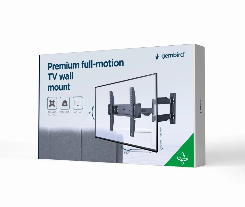 Support mural TV anti-reflets - Fixation pivotante Gembird 32-55" 30kg - 8