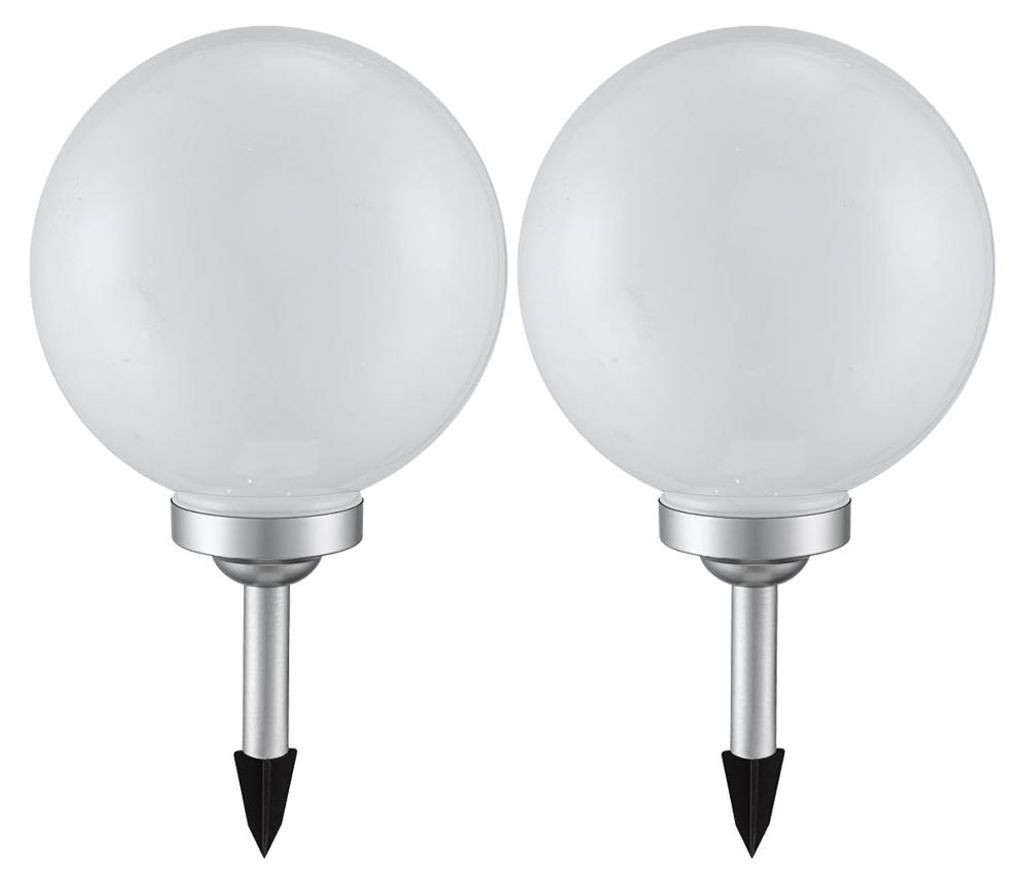 2er Set LED Solarleuchte, Kugel weiß, H 65 cm Produktbild 