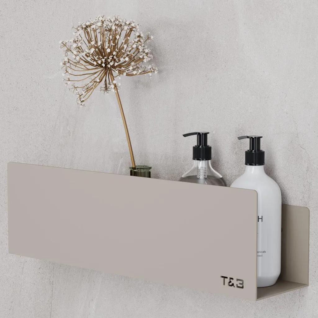 Étagère murale de cuisine ou salle de bain Nortiq T2 40 cm beige en alu