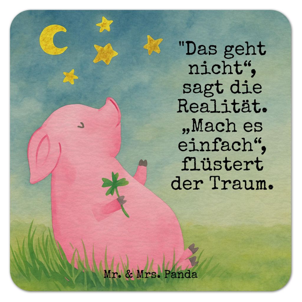 Mr. & Mrs. Panda Tischuntersetzer Schwein Glück Design 100er Set - Weiß - Geschenk, Motivation, Sterne, gläseruntersetzer, Bierdeckel, Ziele, Gl...