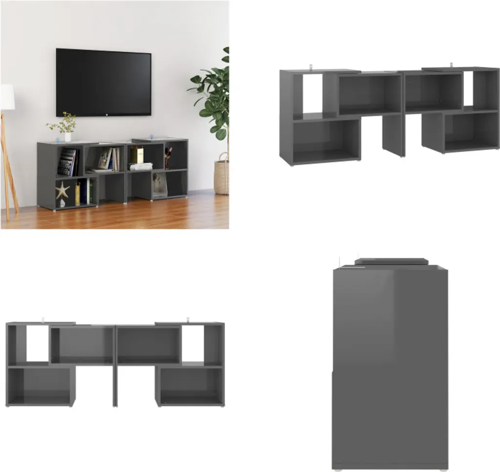 vidaXL Mobile TV grigio lucido 104x30x52cm materiale a base di legno - Mobile TV - Mobili TV - Mobili TV - Mobile TV