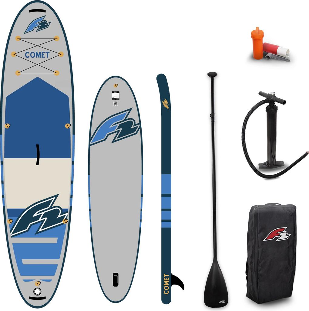 F2 Set Stand Up Paddle Board Comet Grau 11,6 + Basic Zubehör Paket