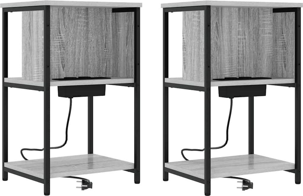 Nachttisch 2 pcs Graues Sonoma 38 x 31 x 61 cm Holzwerkstoff