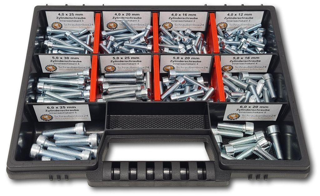 Zylinderkopfschrauben Sortiment M4-M5-M6 // 12mm-30mm 210 tlg. Schraubenbox DIN 912/ISO4762 Bolzen Vollgewindeschrauben Maschinenschrauben Gewindes...