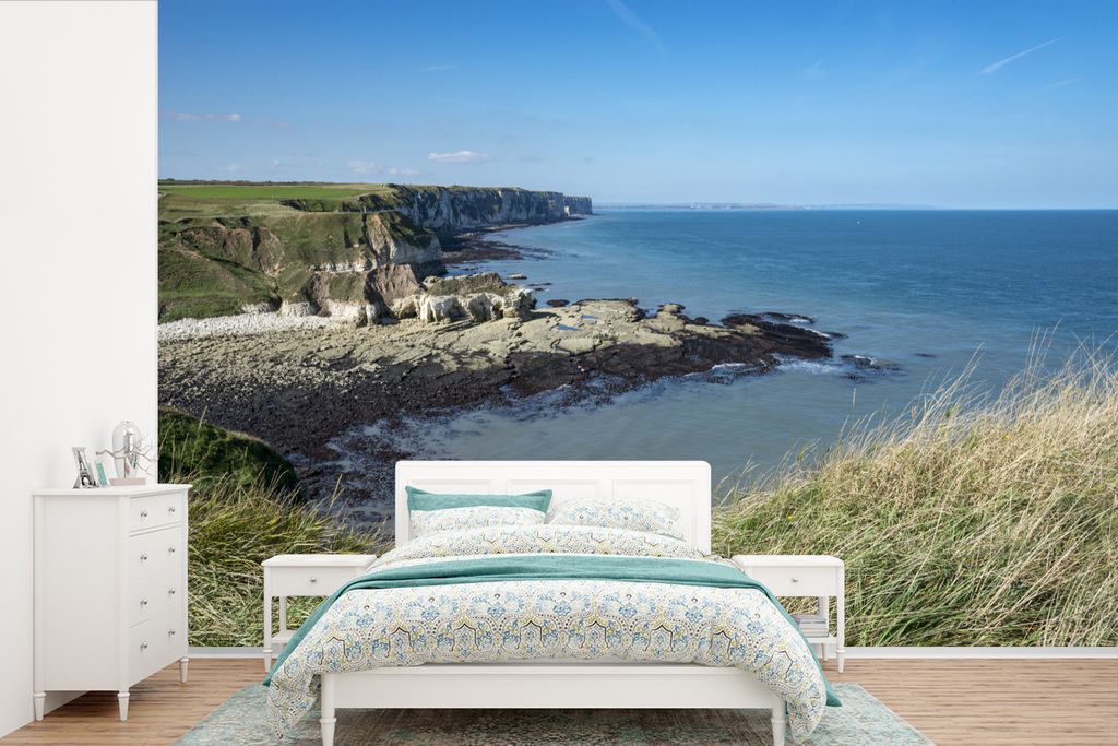 MuchoWow Fototapete für Wohnzimmer oder Schlafzimmer Wandtapete Vinyl Motivtapete Kalksteinfelsen im North York Moors National Park in England -...