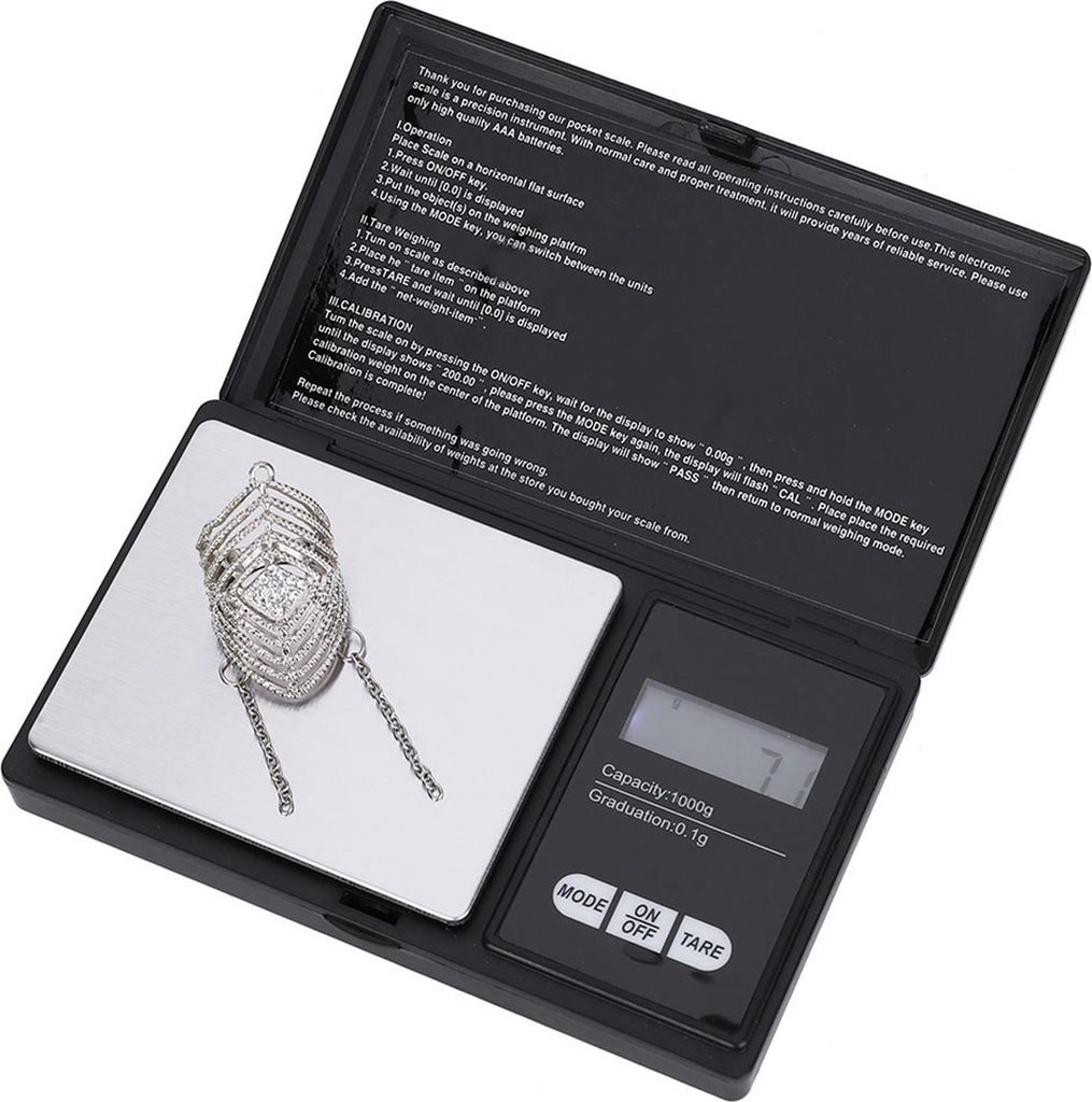 Mini Portable hohe Genauigkeit LED Digital Pocket Scale Gold Silber Diamant Schmuck (1000g/0.1g)