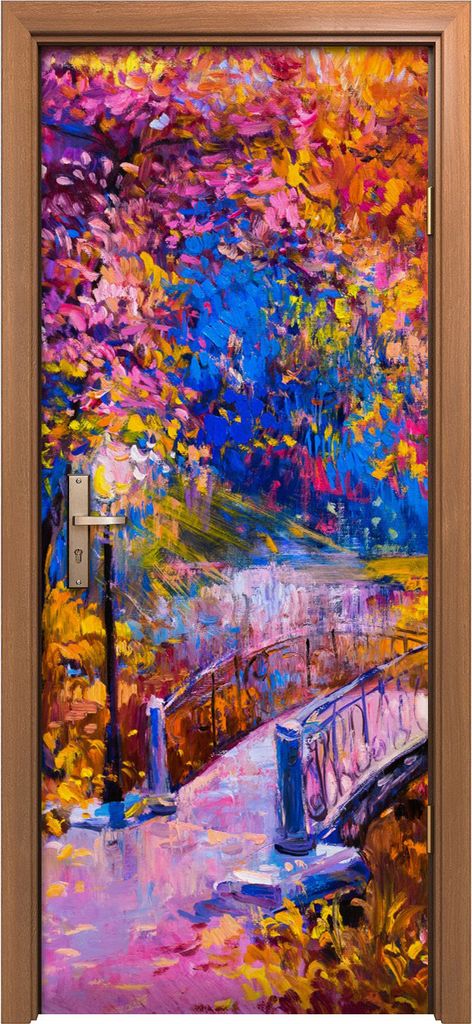 Türposter 80x200 cm Türaufkleber Türtapete Türfolie Klebefolie Kunst Landschaft buntes Herbst Malerei