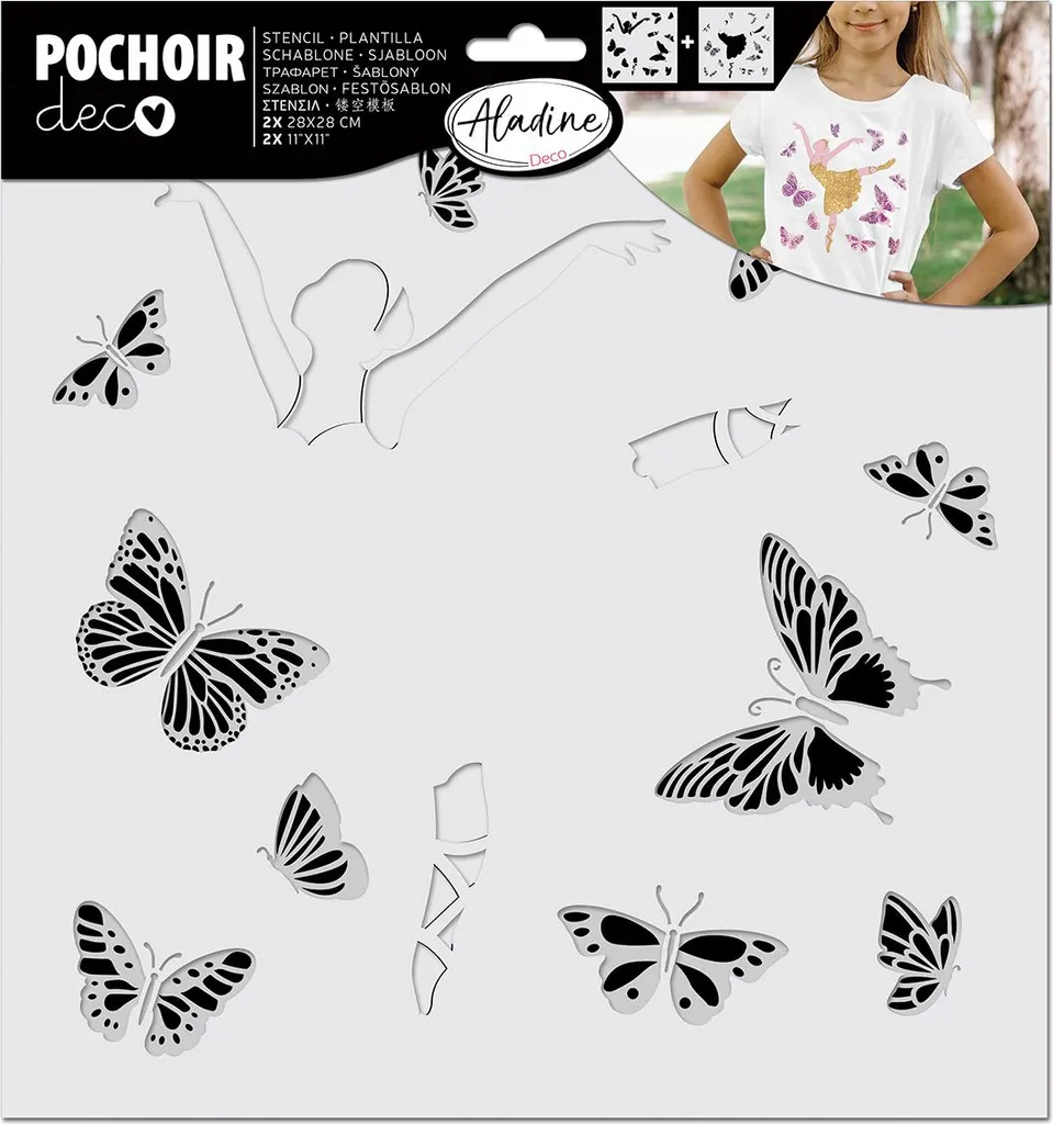 Stencil Aladine Ballerina 28x28 cm | Decorazione Tessuto e Parete DIY