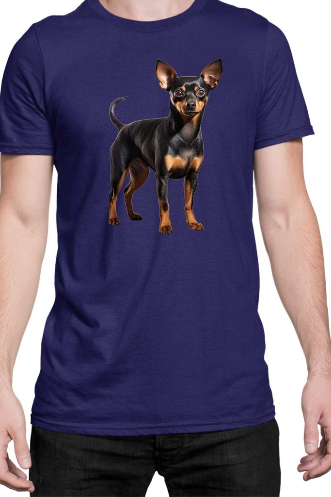Herren T-Shirt Dogs Breeds Miniature Pinscher Dog Breed 005, Man S / Dunkelblau