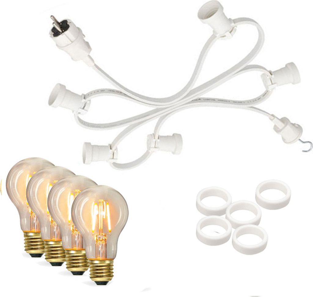 Illu-/Partylichterkette 40m - Außenlichterkette weiß - Germany- 60 Edison LED Filamentlampen