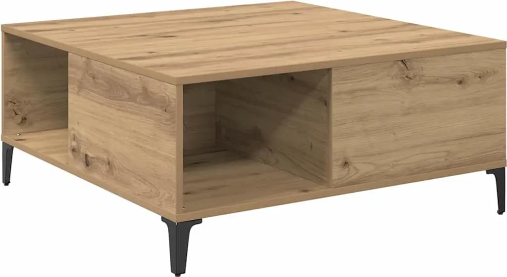 Tavolino da Salotto Rovere Marrone 80x80x40cm Legno Multistrato 832842