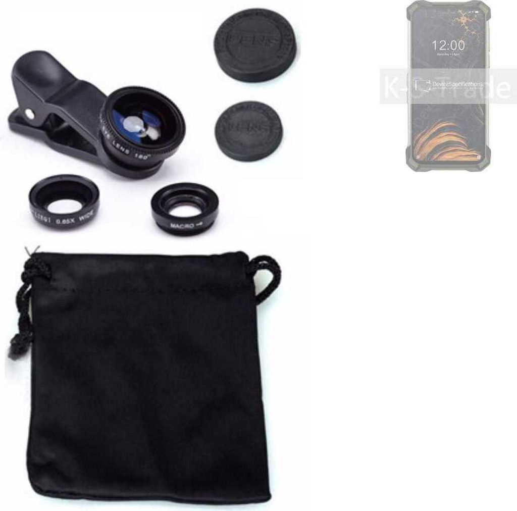 K-S-Trade Smartphone Kamera Linsen Set Kompatibel mit Doogee S86 Pro 3in1 Clip-On Kamera Adapter Macro Weitwinkel FishEye Fischauge Objektiv Linse