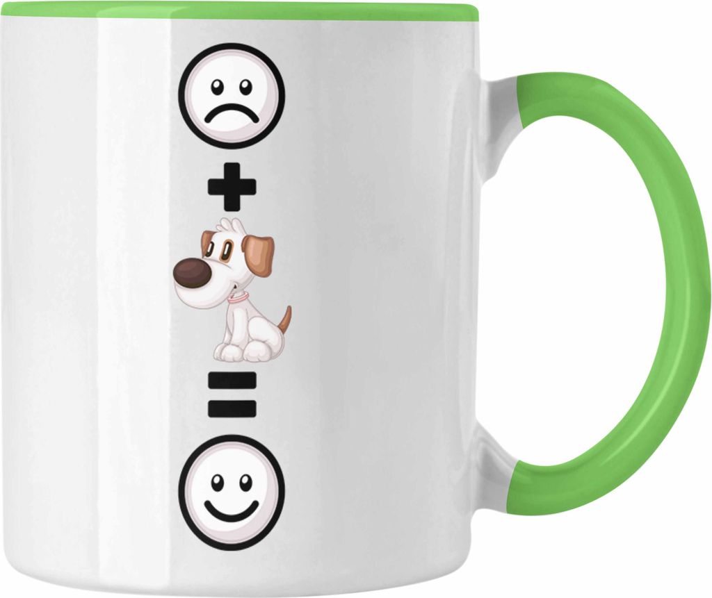 Trendation - Hund Tasse Geschenkidee für Hundemama Hundebesitzer Geburtstag Lustiges Geschenk :( + Hund = :) (Grün)