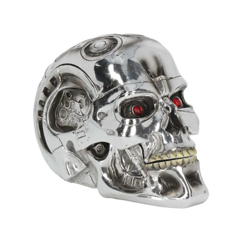 Boîte Crâne Terminator T-800 18cm : Rangement Décoratif en Résine Grise