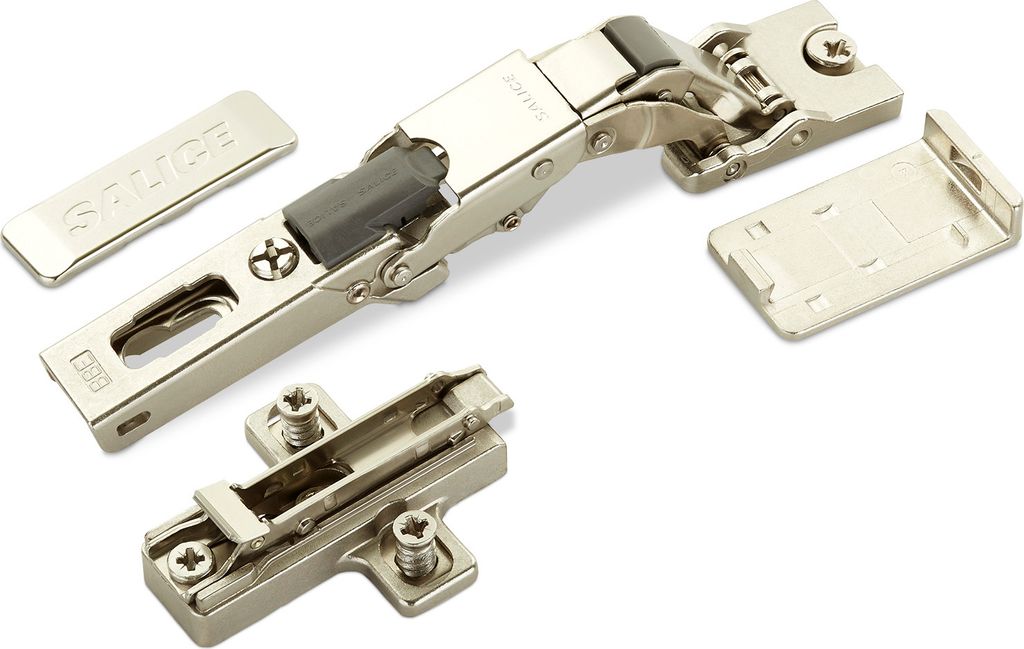 2 x Salice Universalscharnier für Glastür oder Spiegeltür 110° inkl. Kreuz-Montageplatte Höhe 6 mm mit Euroschrauben, Exzenterverstellung, Mö...