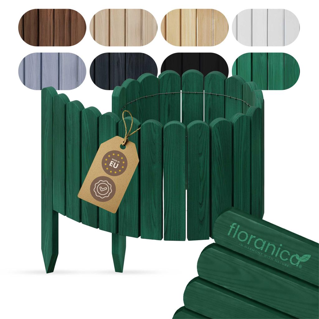 Floranica Bordurette jardin bois 100 cm x 10 cm, Vert – Image du produit 