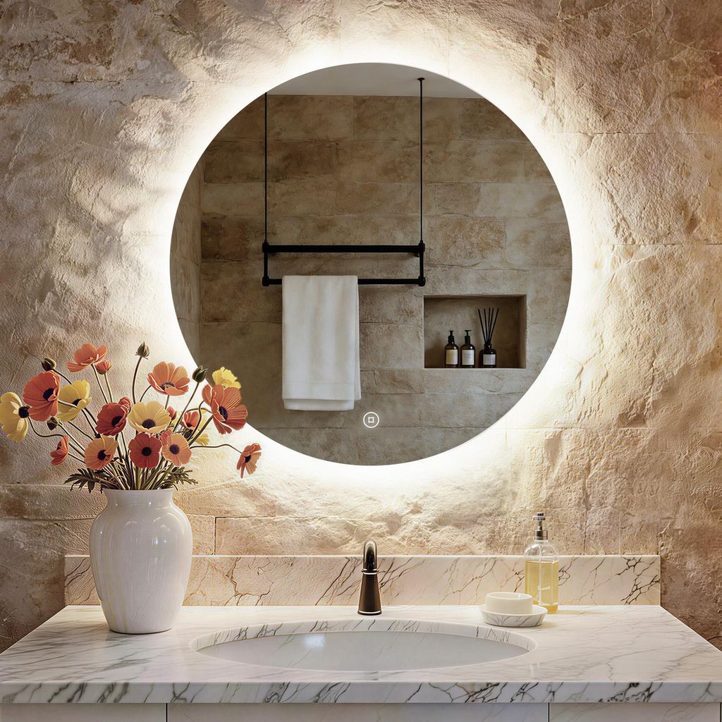 S'AFIELINA miroir de salle de bain LED rond miroir de salle Image du produit 