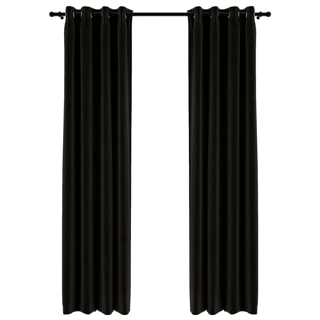 vidaXL Tende oscuranti look lino 2 pz. Antracite 140x225 cm