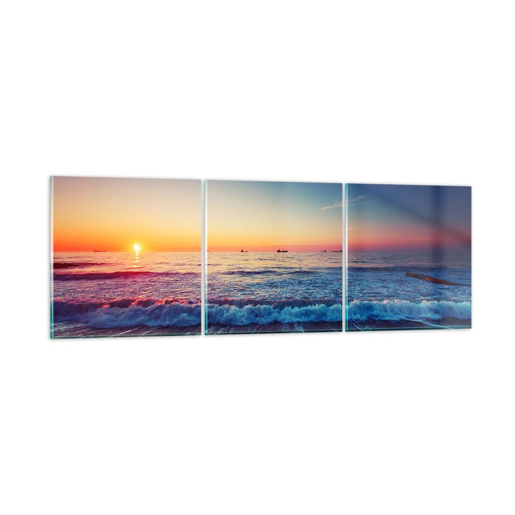 Bilder auf glas - Meer Strand Welle - 150x50cm - Glasbilder - Wandbilder - Kunstdruck - zum Aufhängen bereit - Wanddekoration aus Glas - Glas Bild...