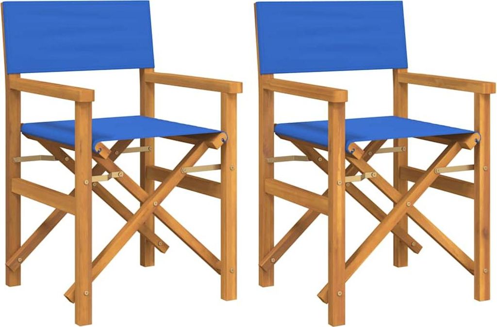 vidaXL Regiestühle 2 Stk. Klappbar Blau Massivholz Teak