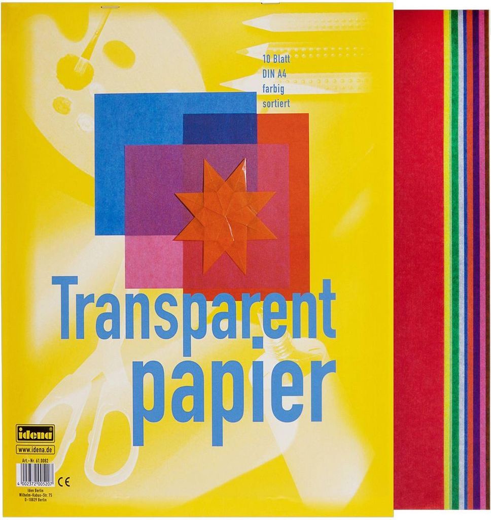 Idena Transparentpap. A4 10 Blatt farbig sortiert