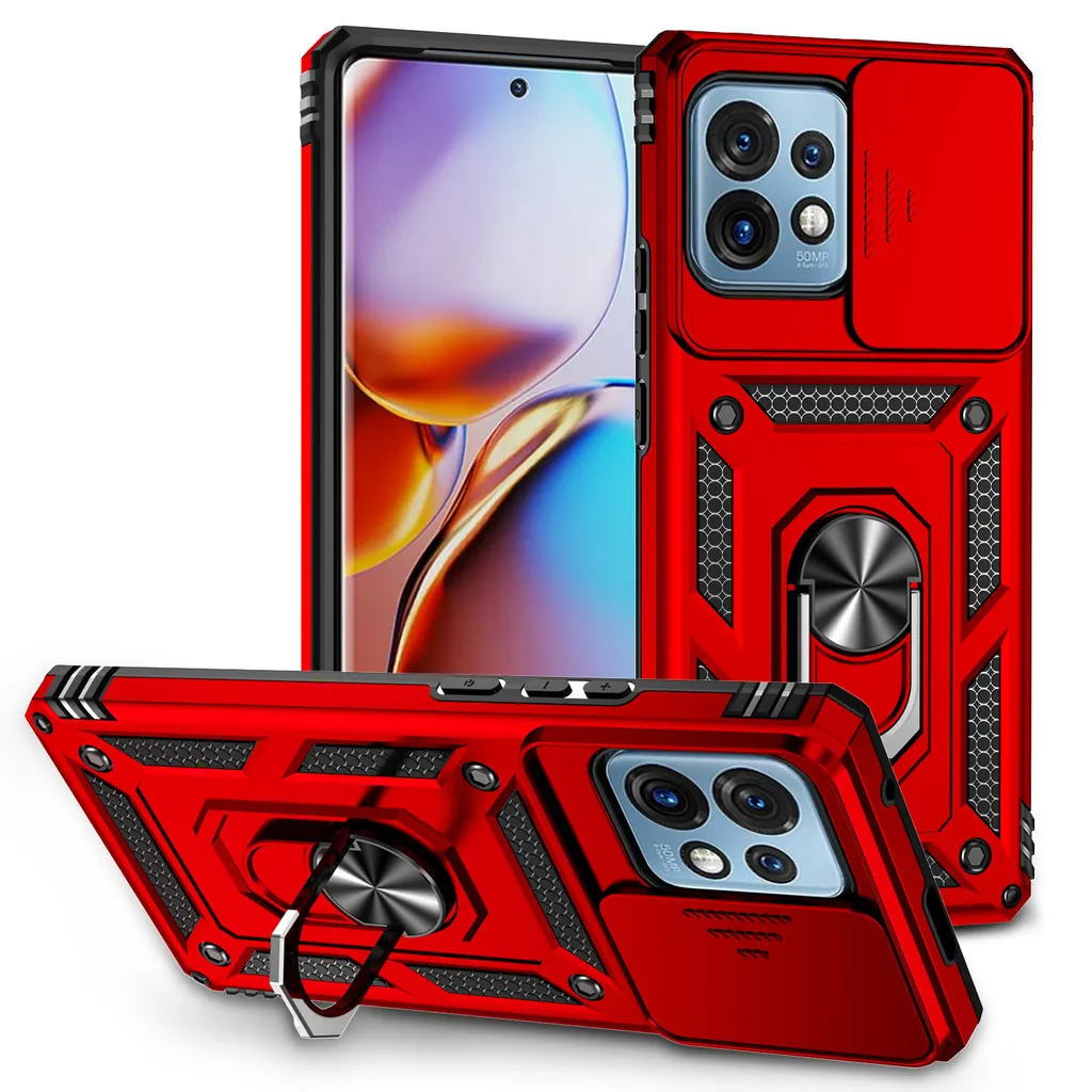 Custodia Motorola Edge+ 2023 Rossa: Protezione Fotocamera e Anello