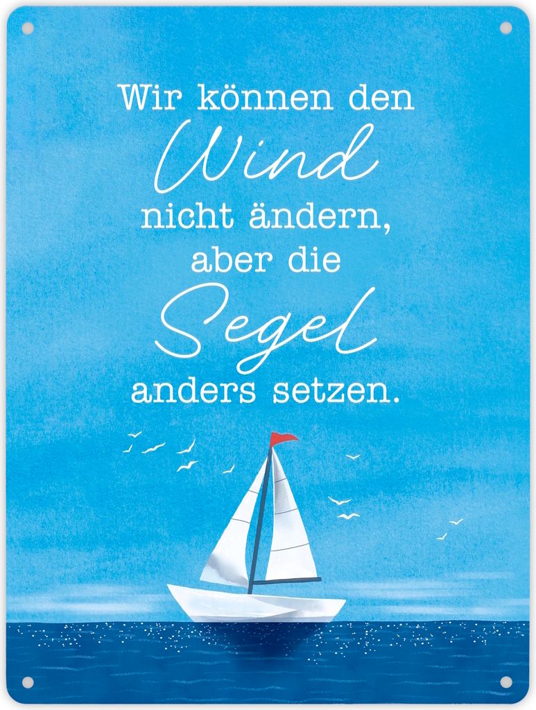 Segelboot Metallschild XL in 21x28 cm mit Spruch Segel Produktbild 