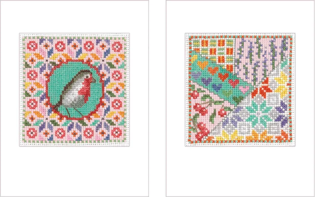 Le Bonheur des Dames Biglietti d'auguri set di 2 kit punto croce contati "Patch", 9x11,5cm