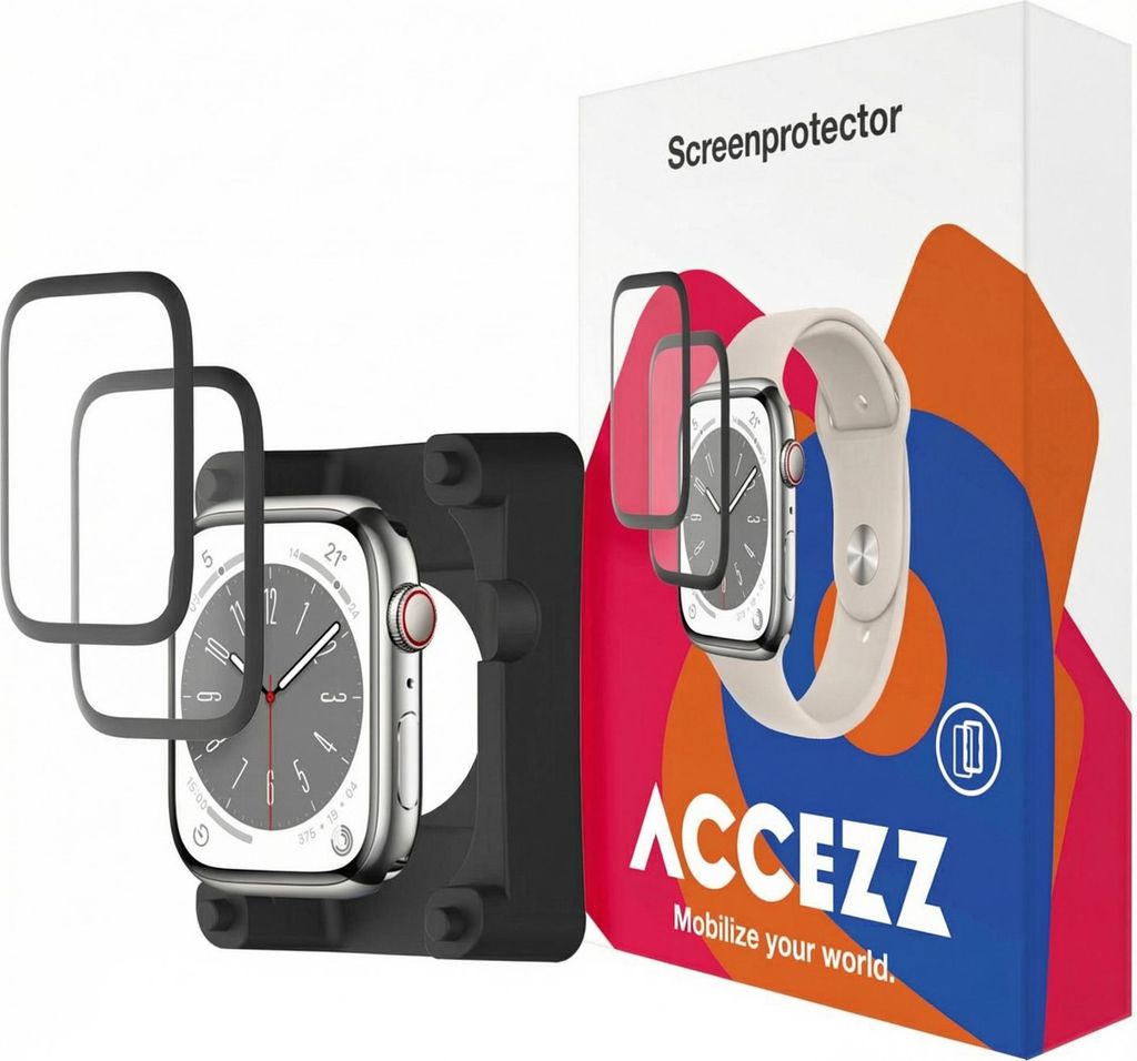 Accezz 2x Displayschutzfolie mit Applikator für die Watch Series 7-9 - 45 mm