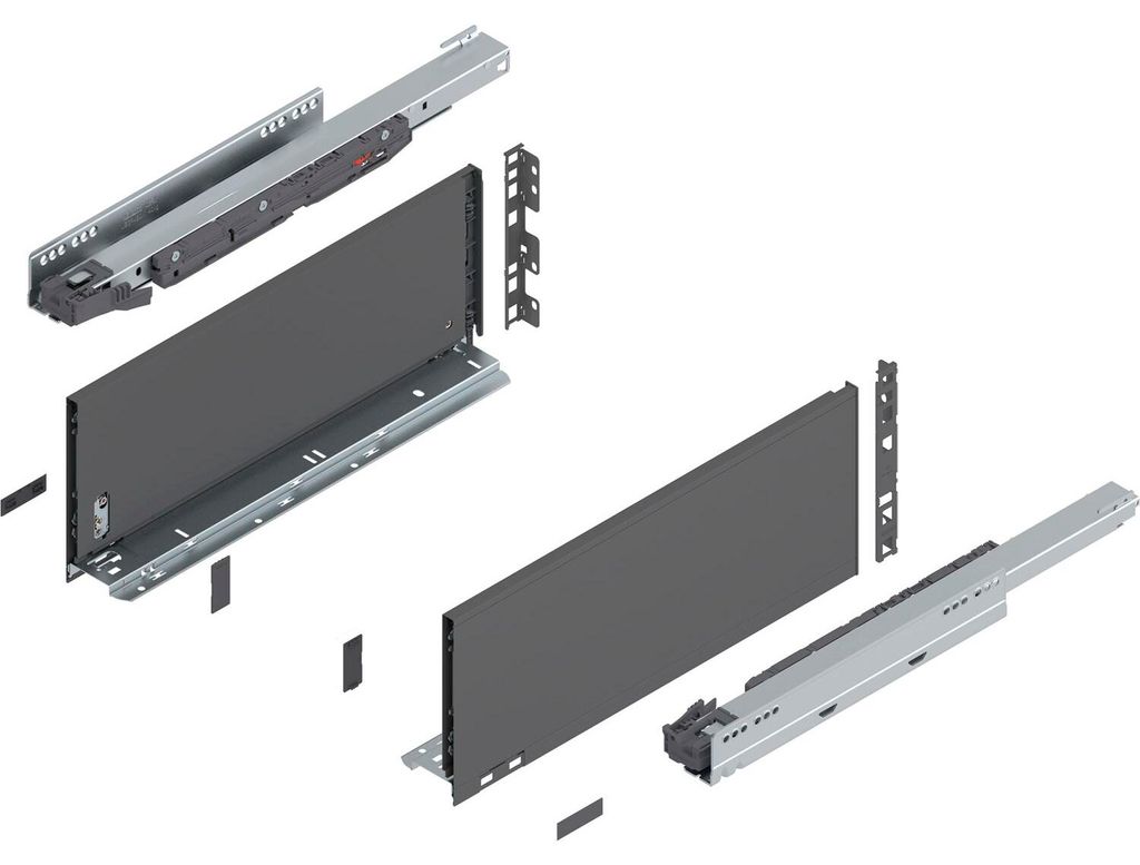Blum Legrabox pure H C Schubladenschienen Set | 1 Paar, 40kg 450mm | Tip On Vollauszug, oriongrau