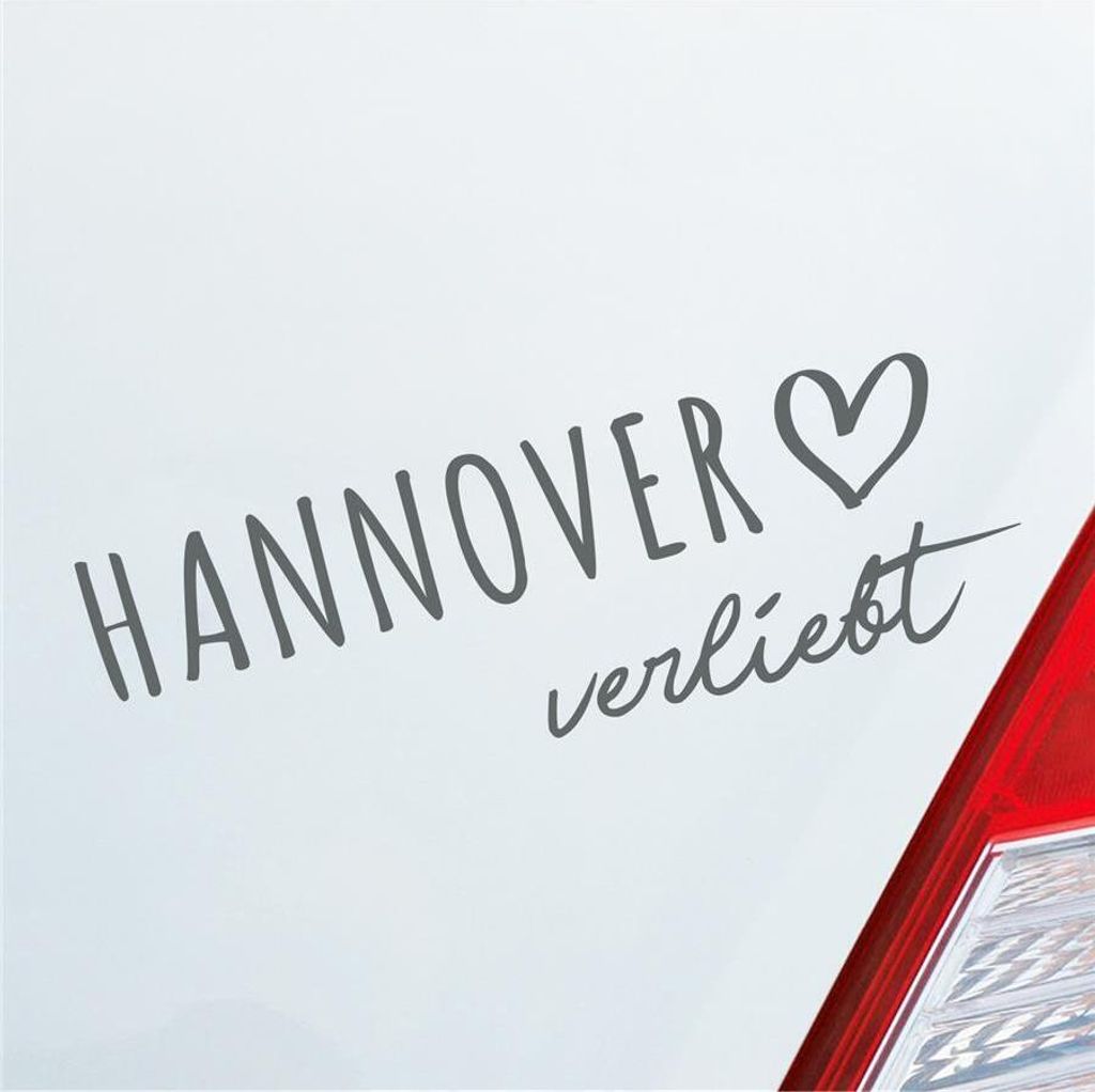 Auto Aufkleber Hannover verliebt Herz Stadt Heimat Liebe Car 19x6 cm Grau Sticker Heckscheibenaufkleber