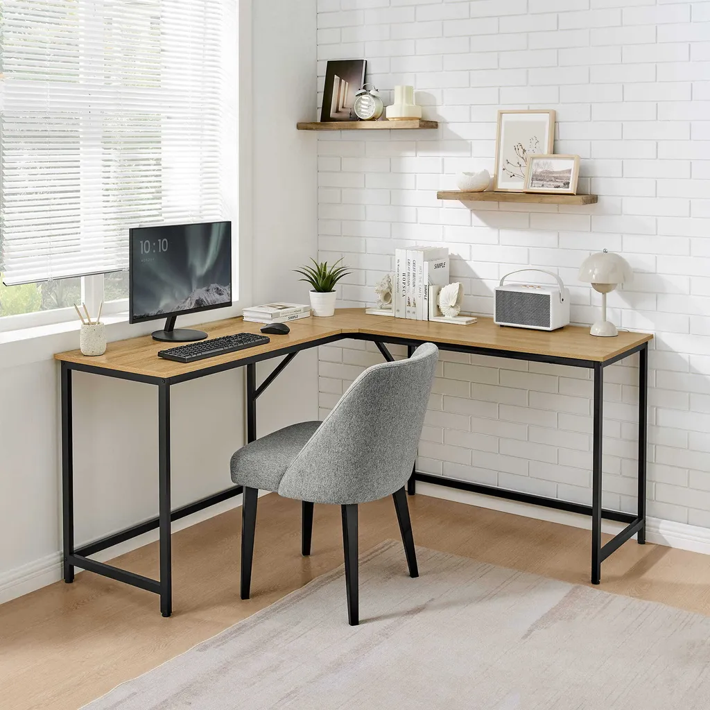Bureau d'ordinateur double écran table d'angle 149 cm chêne Sonoma