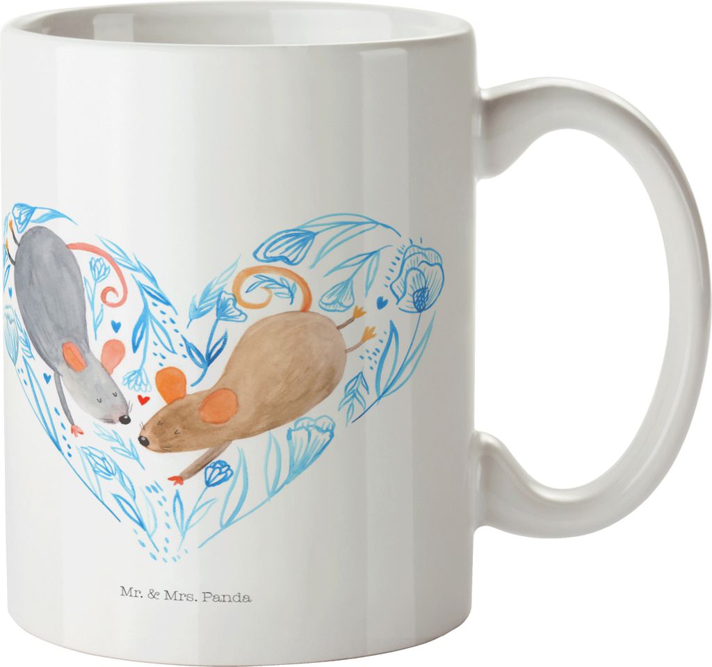 Mr. & Mrs. Panda Plastikbecher Mäuse Herz - Weiß - Geschenk, Pott, Verheiratet, Trinklernbecher, Love, Kindertasse, Haferl, Liebesbotschaft, Lieb...