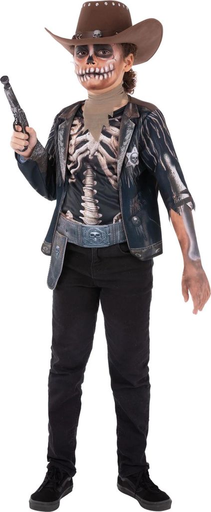 Smiffys - Skelett Cowboy-Kostüm für Kinder SM3416 (128-134) (Schwarz)