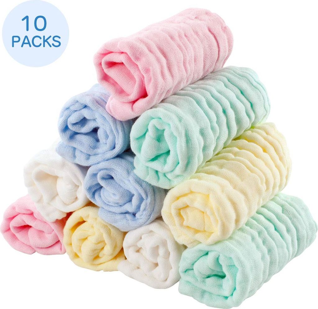 Baby Waschlappen,10 Stücke Baby Musselin Waschlappen Produktbild 