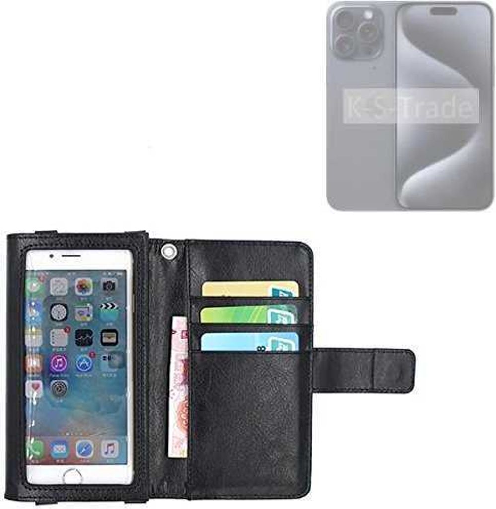 K-S-Trade Handy Hülle Schutz Hülle Kompatibel mit Apple iPhone Pro Max Case mit Displayschutz / Schutzfolie Flip Cover Wallet case Etui Hülle