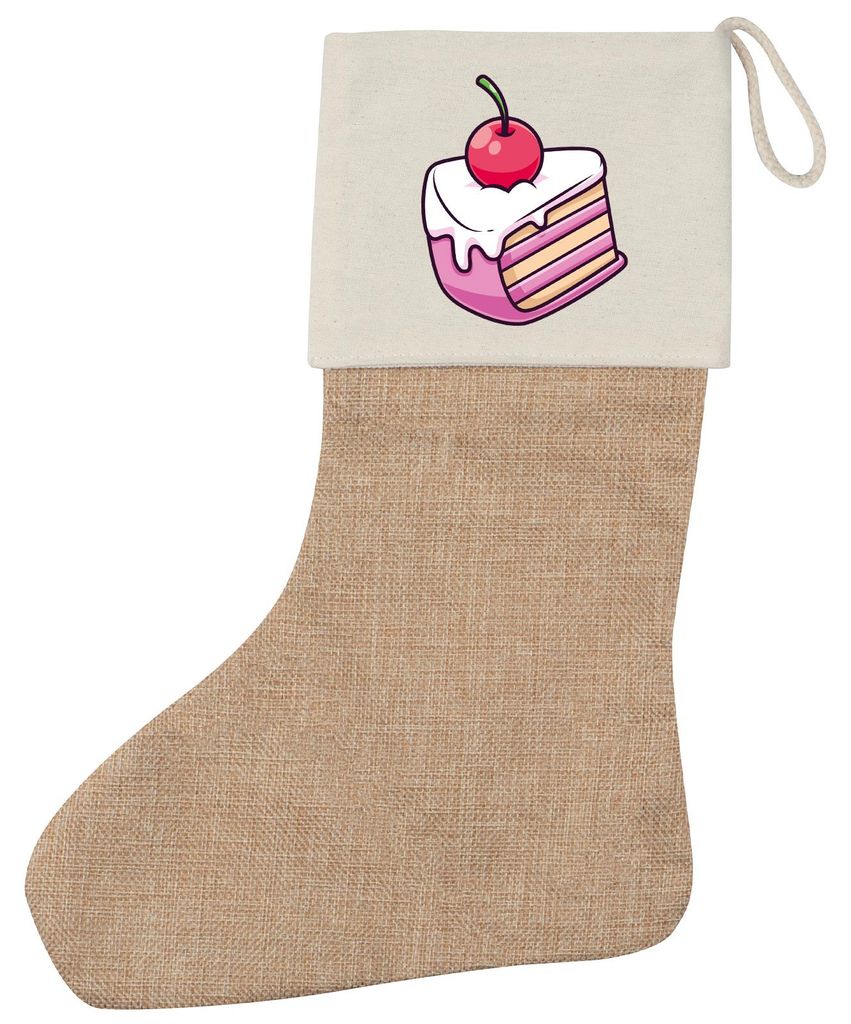 Huuraa Weihnachtsstrumpf Kuchen Torte Beige Jute Kaminstrumpf Geschenkidee