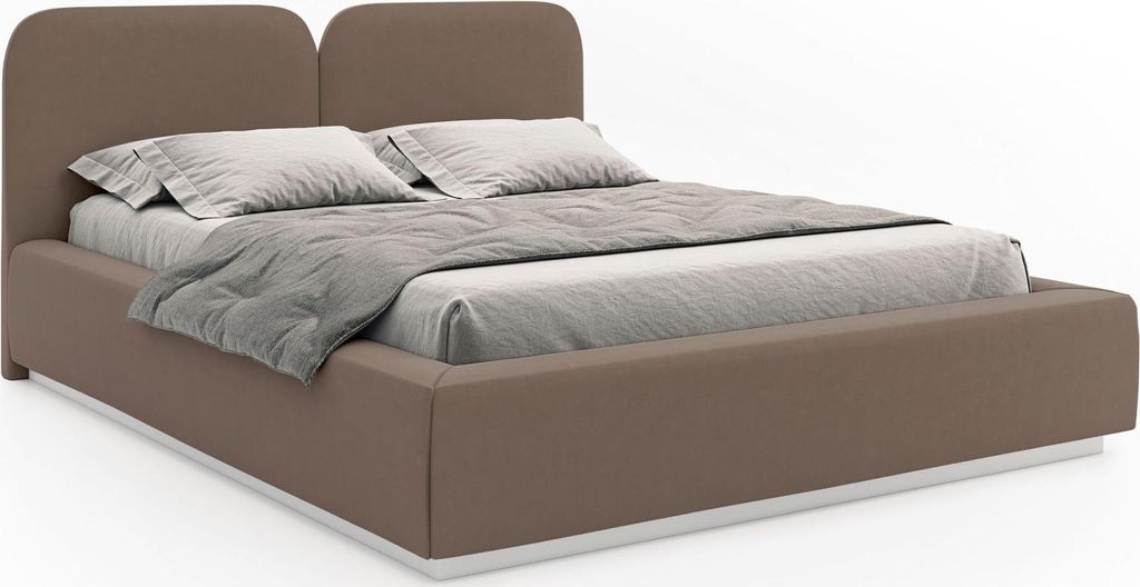 Selsey Comoves – Polsterbett 140x200 mit Veloursbezug und LED, Braun