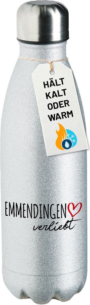 Huuraa Trinkflasche Emmendingen verliebt 500ml Silver Edelstahl Wasserflasche Trinkflasche Geschenkidee
