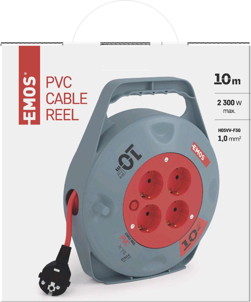 EMOS Mini-Kabeltrommel 10m, 4-fach Kabelbox, Kabelrolle, Produktbild 8